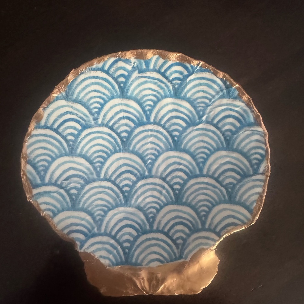 Blue and Gold Shell Art Piece